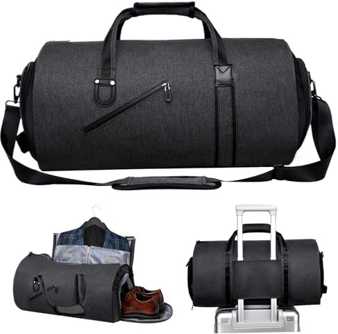 Weekender -Tasche, Kleidungsstücktaschen für Reisen, Cabrio -Duffle -Kleidungsbeutel wasserdichtes Tragetasche mit SchuhkompartMen Anzugbeutel 2 in 1 Hanging Koffer für Geschäftsreise