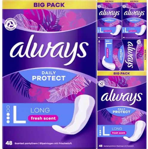 Daily Protect Slipeinlagen Long mit Frischeduft Big Pack Binden Pads Damenbinden 48 STÜCK x 5 Packungen