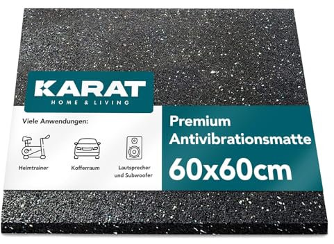 KARAT Antivibrationsmatte 60 x 60 cm, 5 mm dick - zuschneidbare Antivibrationsunterlage für Waschmaschine & Trockner, Gummiunterlage, Waschmaschinenunterlage, Schallschutzmatte, Gummimatte