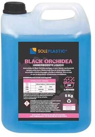 SOLEPLASTIC Ammorbidente Lavatrice Liquido Black Orchidea Senza Fosfati 5 Litri Profumo Bucato Intenso Ammorbidente Concentrato Lavatrice Adatto Anche Per Lavaggi A Mano Per Ogni Tipo Di Tessuto (1)
