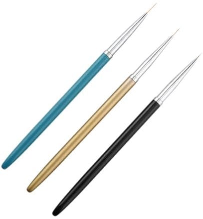 Beatifufu 3pcs Nail Art Brush Ultra Thin Tip for Detailed Painting Rod Design for Flowers and Patterns and Easy to Use Golden Finish