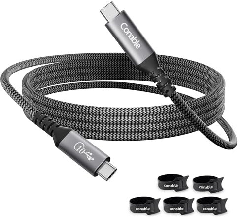Conable USB C to C Cable, 4 FT, 100W PD Fast Charging, 10Gbps Data Transfer, 4K@60Hz Video, Nylon Braided with 5 Cable Ties
