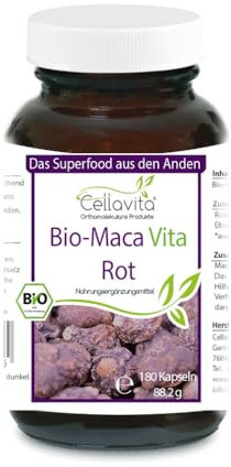 Cellavita – Bio-Maca Vita (180 Kapseln im Glas, rot)