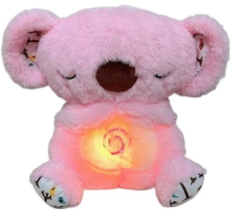 Jouet en Peluche for soulager l'anxiété, Adorable Animal en Peluche apaisant Koala avec lumières Musicales et Mouvement de Respiration Rythmique for garçons Filles Adultes endormis(Rose)