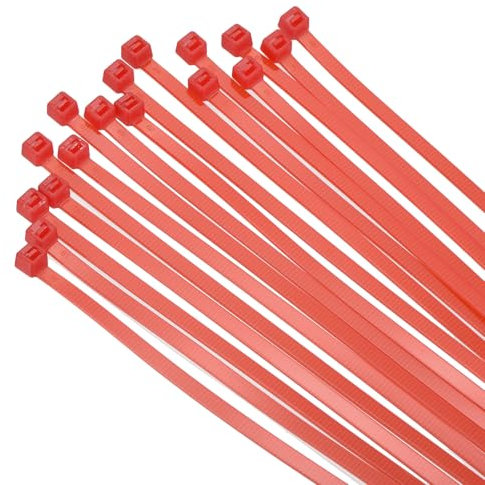 sourcing map 100PCS Cable Zip Ties 8 Inch, Self-Locking Nylon Wire Ties with 50 lbs Tensile Strength for Indoor and Outdoor, Red