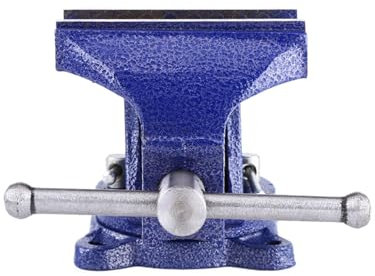 Phefop Robuster Schraubstock, 5-Zoll-Backenöffnung, Drehbare Basis mit Amboss für Werkstatt, Garage, 45#-Stahlbacken, Rautenförmige Rillen, Pulverbeschichtung (15,2 cm/6 Zoll)