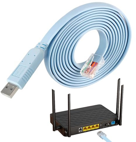 Qianeffort 6FT/1.8m Console Cable,1PCS Ethemet to USB Cable with PL2303RA Chip,Blue USB to RJ45 Cable,RS232 Console Cable,USB to Console Cable for Cisco, Windows/Vista/MAC/Linux
