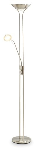 KHG LED-Deckenfluter Metallgestell Glaslampenschirm Schwenkarm Drehdimmer 3000 K 25 W 2360 lm dimmbar inkl. Leuchtmittel