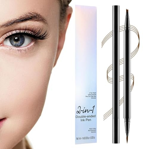 Augenbrauenfüller, 2-in-1 wasserdichter Augenbrauenstift mit 4 Spitzen, Make-up-Zubehör, langlebiger Augenbrauen-Konturstift für den täglichen Gebrauch, Reisen, Arbeit, Business