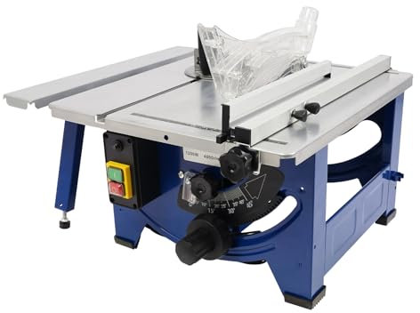 Mini Tischsäge 1200W,Tischkreissäge mit 24-Zahn 4800 U/min,verstellbar Höhe(0.1-45mm) Winkel des Sägeblattes mit Staubsaugeranschluss Langes Netzkabel Rutschfeste Gummifüße für Holz und DIY Projekte