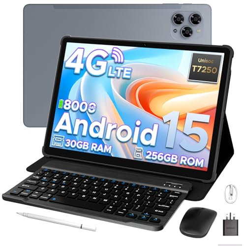 DOOGEE TAB G6 11 inch Android 15 Tablet, 30GB+256GB/2TB tablet with sim card slot, 8000 mAh & T7250 Octa Core Android Tablets, 4G LTE+Netflix+BT 5.0+GPS, Tablets with Keyboard, Pen, Mouse & Case