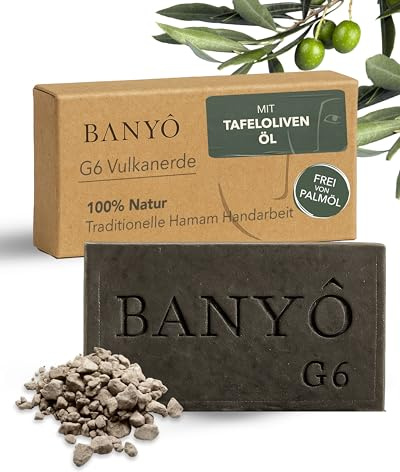 BANYÔ Vulkanerde Gesichtsseife I 100% natürliche Inhaltsstoffe I Handgemachte Naturseife I Porentiefe & talgregulierende Pflege I Auch als Maske I Ideal für fettige & zu Akne neigende Haut