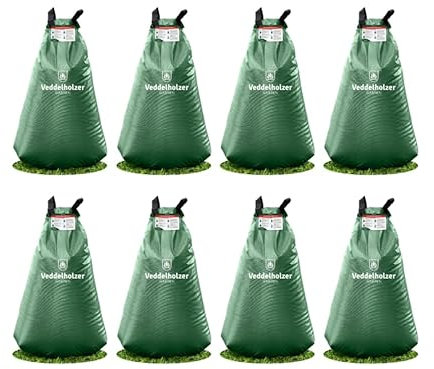 Veddelholzer 8 x 75 l Baumbewässerungssack mit Reißverschluss kombinierbar. Diebstahlschutz und Schutzetikett. Robust und Wetterbeständig für kleine und große Bäume, Jungbäume und Sträucher.