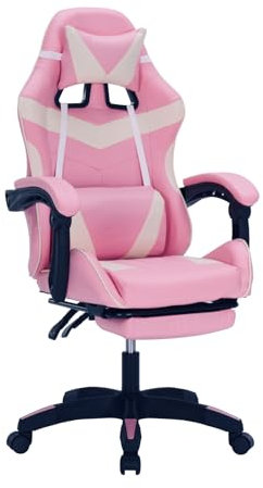 HTI living Gaming Stuhl Krit Eco Pink-Weiß Bürostuhl Drehstuhl Schreibtischstuhl