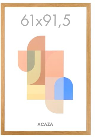 ACAZA Bilderrahmen 61x91,5 cm Warme Eiche, MDF Holz mit bruchsicherem Acrylglas, für Photos, Poster und Puzzles, Wandmontage, Hoch- und Querformat