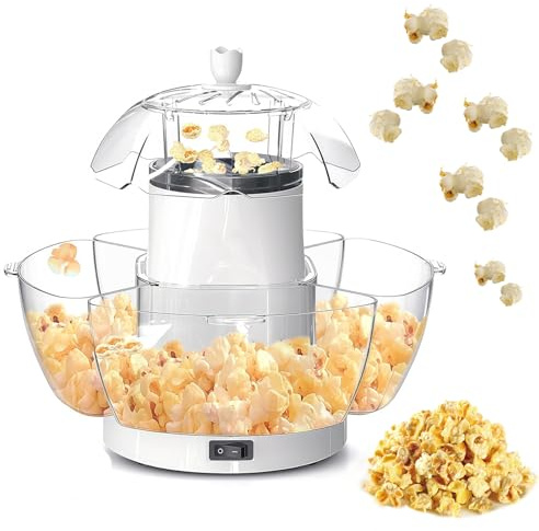 Machine à pop-corn à air chaud, machine à pop-corn électrique tactile, 4 boîtes amovibles à partager, antiadhésive, machine à pop-corn pour fêtes, événements, pique-niques