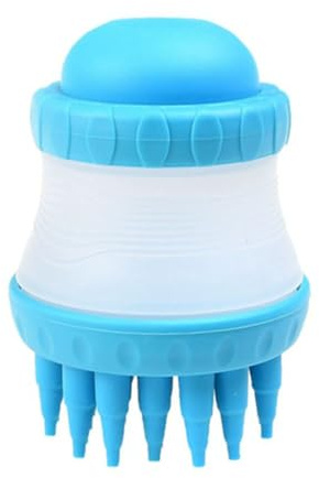 Silicone Dog Washing Brush with Built-in Shampoo Reservoir, Blue, Pet Grooming Tool, Massage Scrubber for Dogs,Cats