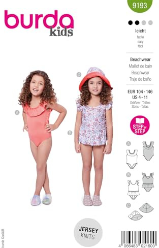 burda kids Papier-Schnittmuster #9193 Mädchen Badeanzug & Sonnenhut Gr. 104-146 Nählevel: leicht