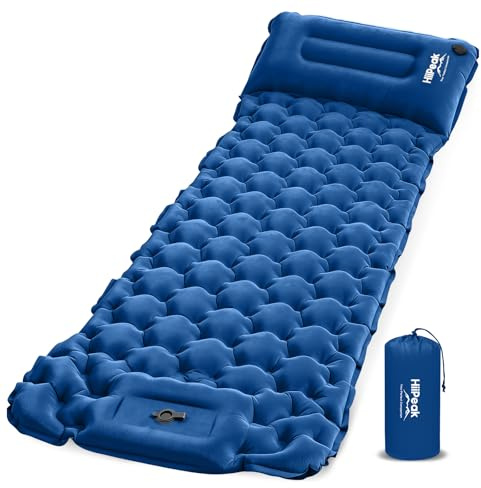 HiiPeak Isomatte – Suede Aufblasbare Camping matratze mit Integriertem Kopfkissen, Wasserdicht Luftmatratze Outdoor, Kompaktes Packmaß, Isomatte Ultraleicht für Wandern und Strand