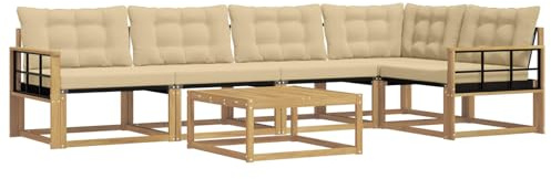 vidaXL Outdoor-Sofagarnitur 6 pcs Weiß und Beige 79 x 79 x 37 cm, Garten-Sofa, modernes Outdoor-Sofa, langlebige Terrasse, Chill-Lounge, stilvolle Komfort-Einheit zum Entspannen