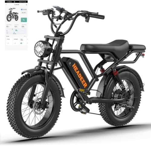 BK20 Elektrofahrrad für Erwachsene, 20 Zoll Fettreifen All-Terrain Offroad E-Bike, 48V 20AH abnehmbare Batterie, 50-80KM Reichweite, Vollgefedert, 7-Gang Schaltung, LED-Vorderlicht (das Schwarz-Logo1)