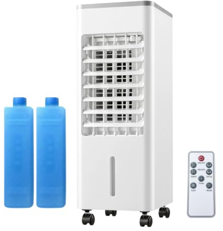Mobile Klimaanlage ohne Abluftschlauch, Ventilator mit Wasserkühlung leise, Tragbare Klimagerät, Luftkühler mit Wasser, Portable Air Conditioner, Verdunstungskühler, Evaporative Air Cooler, Weiß