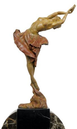 Kunst & Ambiente - Handbemalte Art Deco Bronzefigur - Tänzerin/Ballerina - signiert - Handbemalt - Dekorative Skulptur - Statuen online kaufen - Wohndeko für Innen