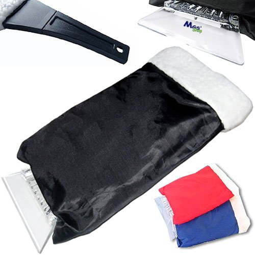 MGS SHOP Stabiler Eiskratzer mit gefüttertem XXL- Handschuh Länge 24 Breite: 16 cm - auch groß genug für Männer!! (rot)