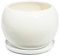 Cache-pot en céramique peinte à la main en forme de boule blanc avec ø 150 mm soucoupe