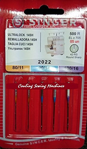 Singer N2022B05AS500R Overlocknadeln 2022 Mix 5er Nadel, Metall, Silber, 0,1 x 0,1 x 4 cm