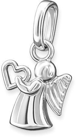 CLEVER SCHMUCK Schutzengel Kettenanhänger Engel 10 mit Herz in der Hand und glänzend STERLING SILBER 925 für Kinder in Geschenkfaltbox