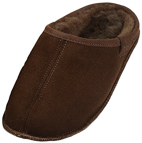 Harrys-Collection Extra Dicke Lammfell Pantoffeln mit Ledersohle für Damen und Herren