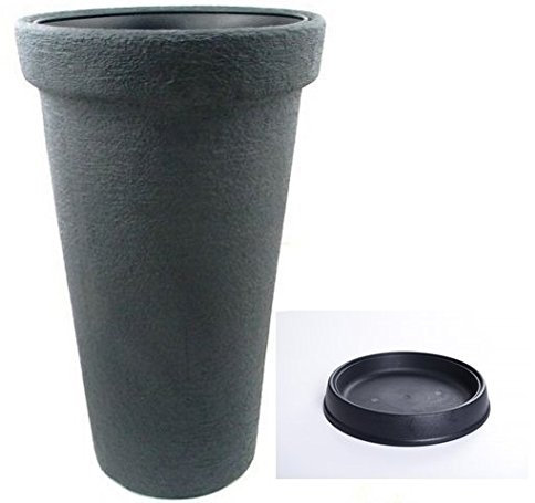 Unbekannt Pflanztopf Blumentopf Pflanzkübel Blumenkübel Tower Design Größen & Farben (48+Untersetzer, Anthrazit)