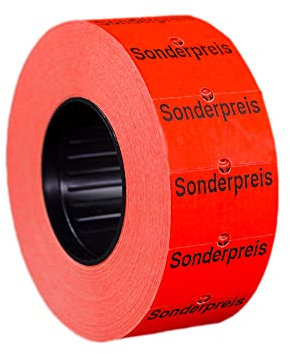 10 Rollen Sonderpreis-Etiketten 21x12RE leucht-rot permanent Aufdruck: Sonderpreis | 10.000 Etiketten | Preisauszeichner | HUTNER