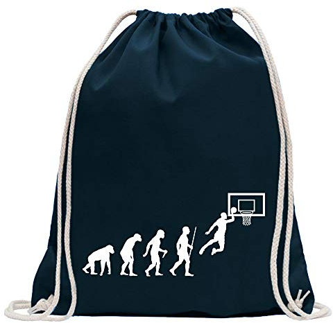 Kiwistar - Turnbeutel - dunkelblau - Basketball Spiel Evolution - Fun Rucksack Sport Beutel Gymsack Baumwolle mit Ziehgurt