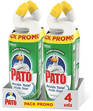 Pato - Wc Acción Total Limpiador para Inodoro Frescor, Limpia y Perfuma, 750 ml (2 x Duo Pack, 4 Unidades)[Todos los Aromas], Verde