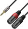 J&D 3,5mm 1/8 a 2x XLR Cavo Y Spinotto, PVC Sgusciato 2x XLR Maschio a 3.5mm TRS Maschio Unbalanced Audio Stereo Adattatore Cavo Patch di Interconnessione per DSLR Camera Smartphone Laptop Mic, 1,8m