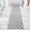 Grey Geometric Trellis Runner Durable Stain Resistant Moroccan Hallway Landing Bedroom Kitchen Area Transistional Rug 60cm x 240cm