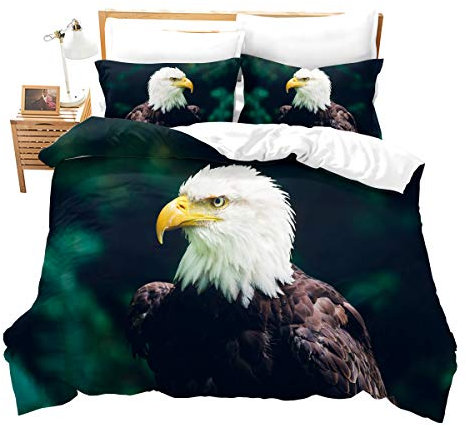 Loussiesd 3D Adler drucken Bettwäsche 135x200 cm für Kinder Jungen Lebhaft Adler Bettbezug Set Mädchen Frauen Vögel Muster Bettwäsche Set mit 1 Kissenbezug 80x80cm Super weich Mikrofaser