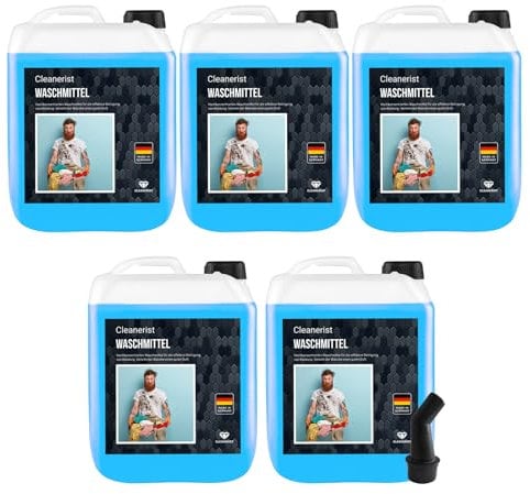 Cleanerist | 5x5L lessive liquide universelle, 1000+ lavages – nettoyage en profondeur, formule concentrée, parfum frais, 20°C-95°C, pour couleurs, blancs et foncés