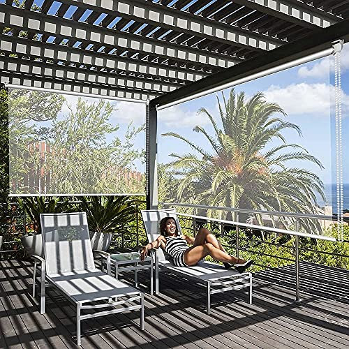 FUFU Transparente Vinyl-Rollläden, Rollos PVC Großer Wasserdichter Rollo Transparent für Außenfenster Pergola, PVC-Trennwände Aufrollen Jalousien, in 72 Größen (Color : Clear, Size : 165x235cm)