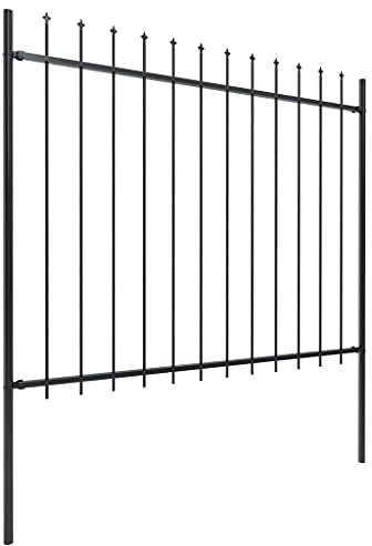 Tidyard Maschendrahtzaun Gartenzaun Zaun Zaun-Sets Komplettset Mit dekorativen Speerspitzen,Doppelflügel Doppelstabmattenzaun Zaunmatten Trennwand 170 x 200 cm (L x H) Mit 1xZaunelement,2xPfosten