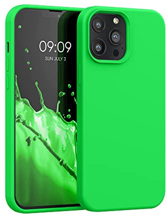kwmobile Case Compatible with Apple iPhone 13 Pro Max Case - TPU Silicone Phone Cover with Soft Finish - Neon Green