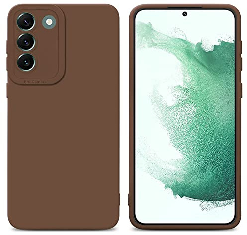 Cadorabo Hülle kompatibel mit Samsung Galaxy S22 Plus Schutzhülle TPU Silikon Case Liquid Design mit Kameraschutz Slim Kratzfest Weiche Gummi mit Rundumschutz Case Hülle für Galaxy S22 Plus in Braun