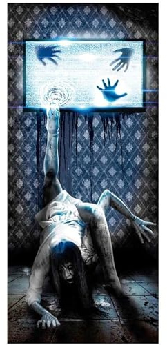 FIESTAS GUIRCA | Horror Film Türposter aus Stoff (80x180 cm) - Gruselige Halloween Tür und Wand Deko für Partys oder im Spukhaus - Horror Monster Poster Halloween Dekoration