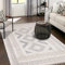 payé Teppich Wohnzimmer Vintage - 140x200cm Creme Grau - Fransen Deko Boho Flauschig - Cut & Loop Sisal - Schlafzimmer Flur Dekoration Läufer - Orientalische Teppiche