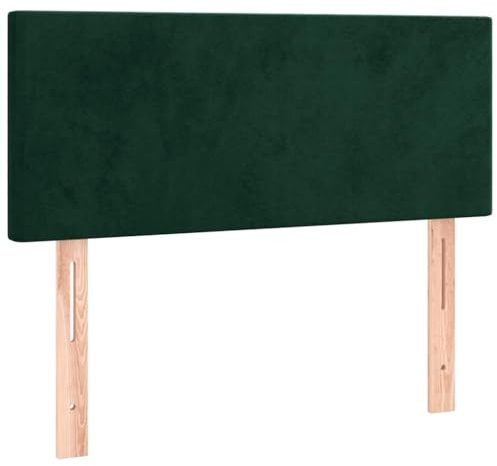 vidaXL Kopfteil, Bettkopfteil mit Holzbeinen, Höhenverstellbar Polsterkopfteil für Bett, Betthaupt Bettzubehör Schlafzimmer, Dunkelgrün 100x5x78/88cm Samt