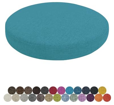 Lsjoaw Rund Sitzkissen Stuhlkissen 50 X 50 X 5CM(1 Pieces) Leinen Sitzpolster Abnehmbares Memory Schaum Runde Sitzauflage für Stuhl Bank Hocker Haus Küche Esszimmer Garten Büro,Blauer See