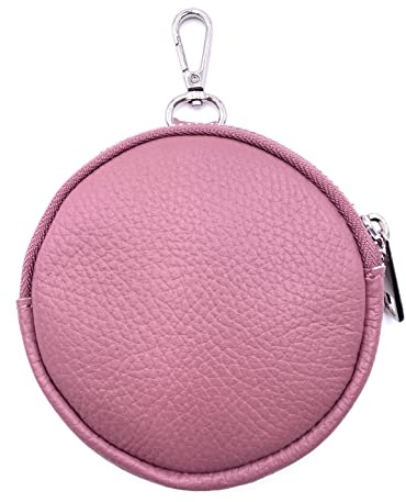 FASHION YOU WANT Damen Münzbörse aus echtes Leder, kleine Geldbörse mit Reißverschluss, Mini Portemonnaie Coin Pocket für Frauen Mädchen Kinder (Altrosa)