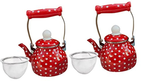 Hervidor de té esmaltado, 2 piezas Tetera esmaltada Tetera de metal Tetera de vidrio Tetera de vidrio con infusor Olla for hervir agua Uso diario Hervidor de agua Mango Estufa Hervidor Uso diario Tete